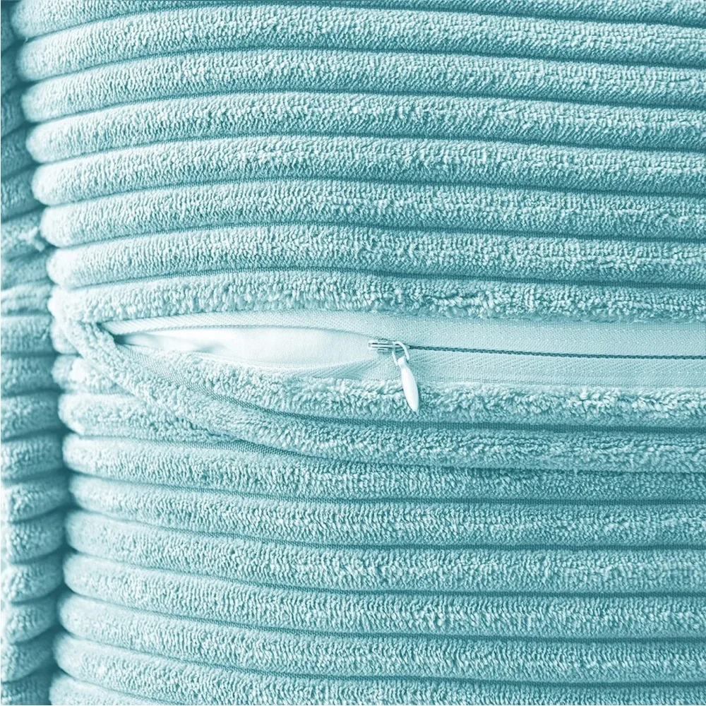 Blue Striped Texture Corduroy Decorative Farmhouse Luxury Soft Pillow Cover Set - Picture 3 of 6